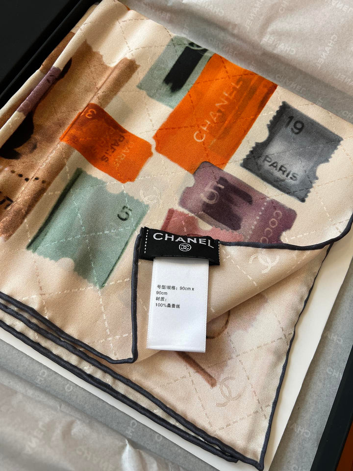 Classic ticket stub printing plaid silk scarf