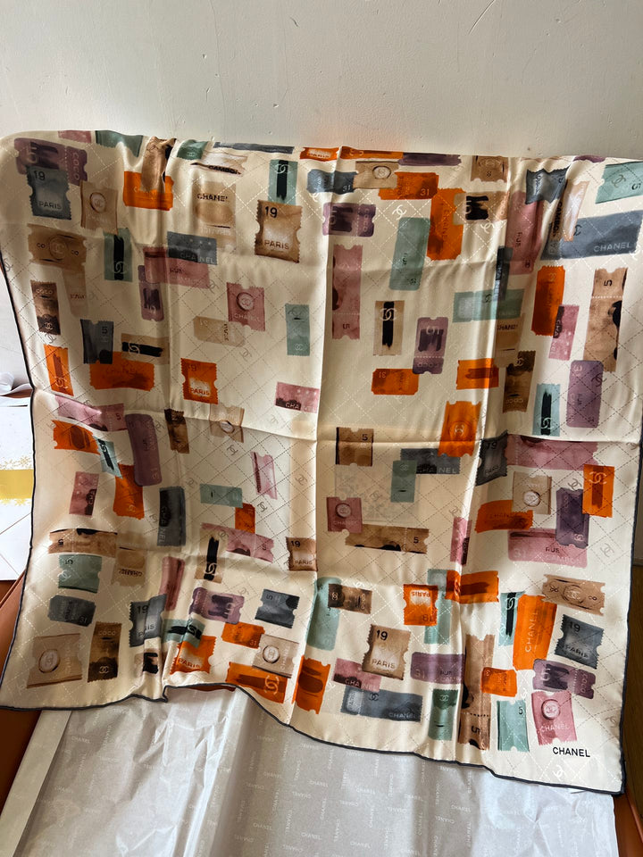 Classic ticket stub printing plaid silk scarf