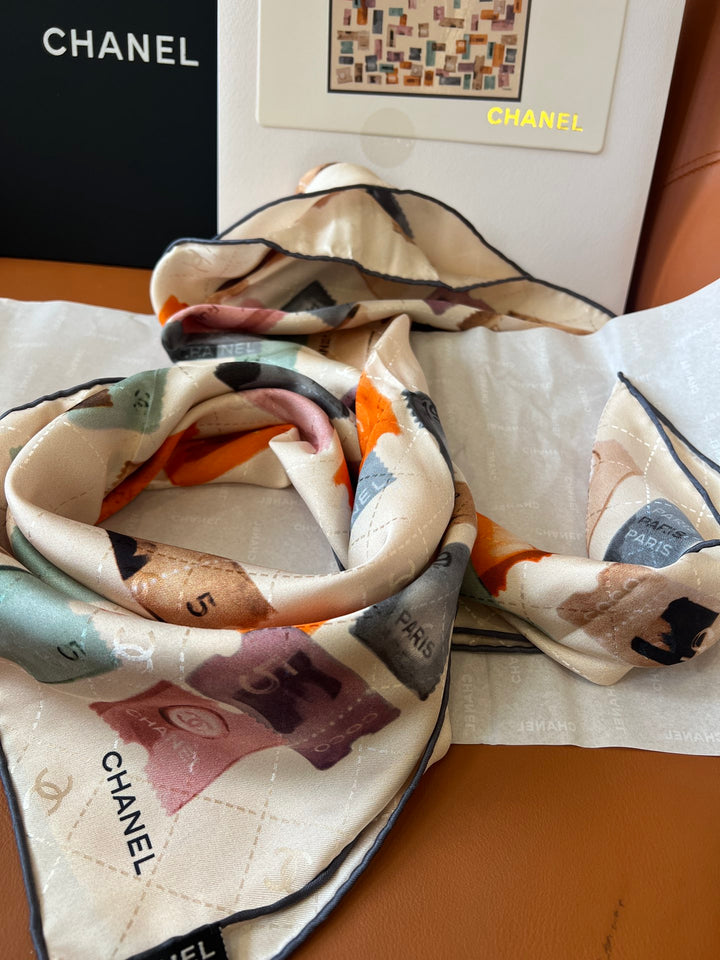 Classic ticket stub printing plaid silk scarf