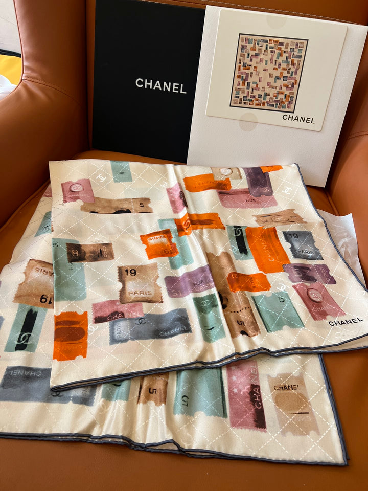Classic ticket stub printing plaid silk scarf