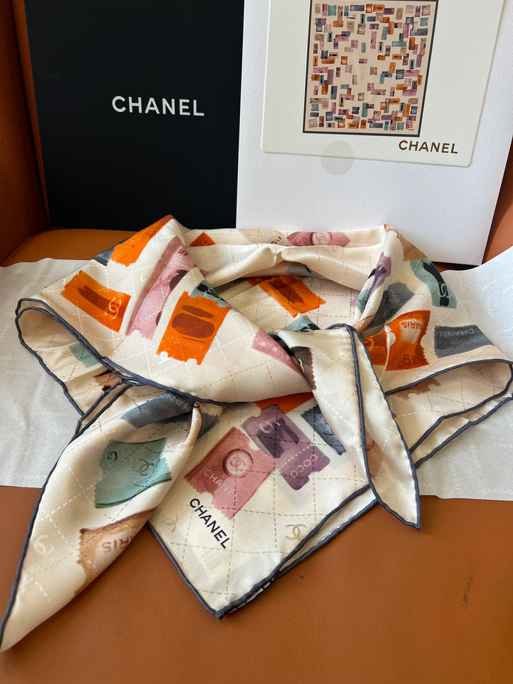 Classic ticket stub printing plaid silk scarf