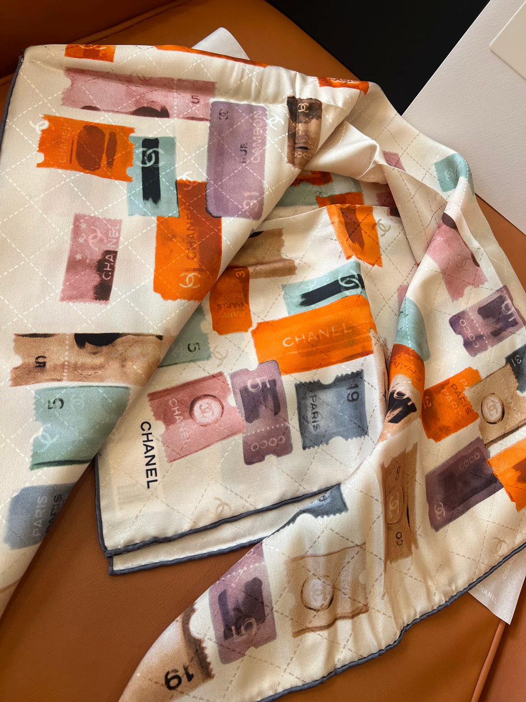 Classic ticket stub printing plaid silk scarf