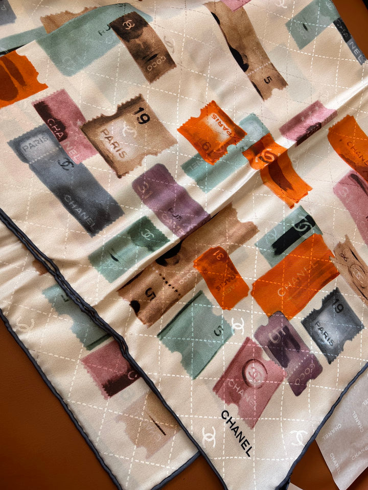 Classic ticket stub printing plaid silk scarf