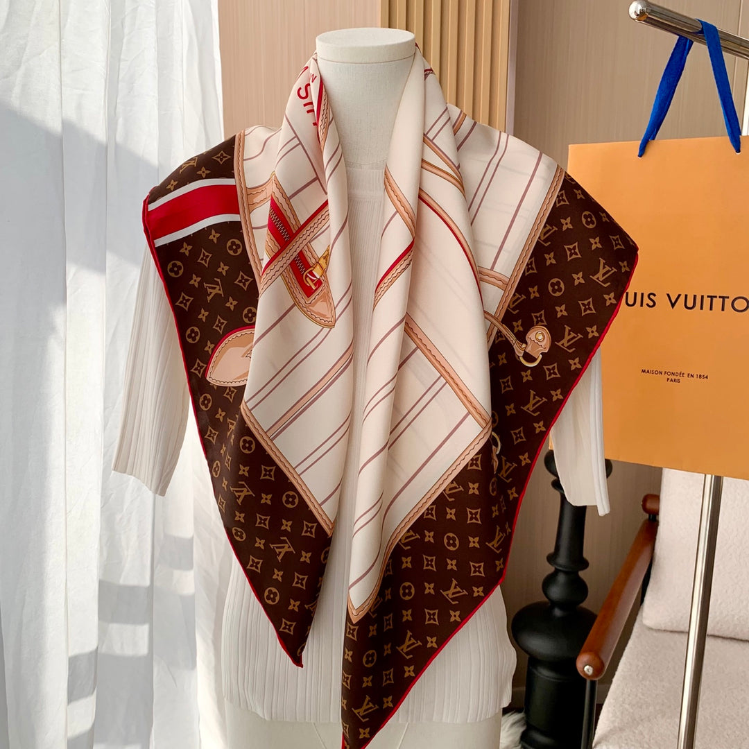 Elegant Old Flower Striped Silk Shawl