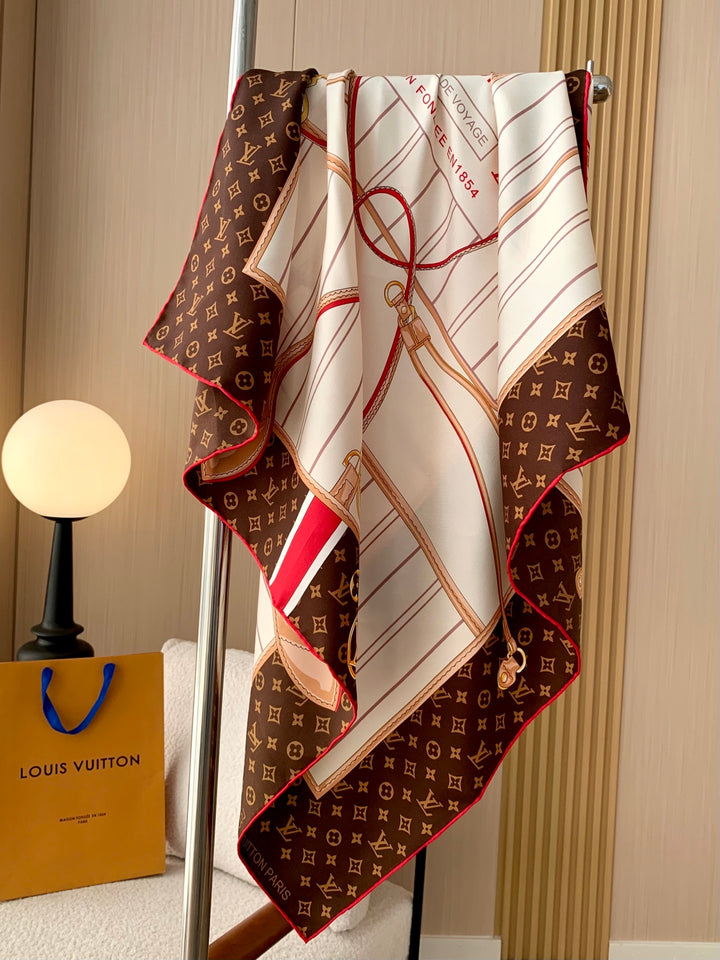 Elegant Old Flower Striped Silk Shawl