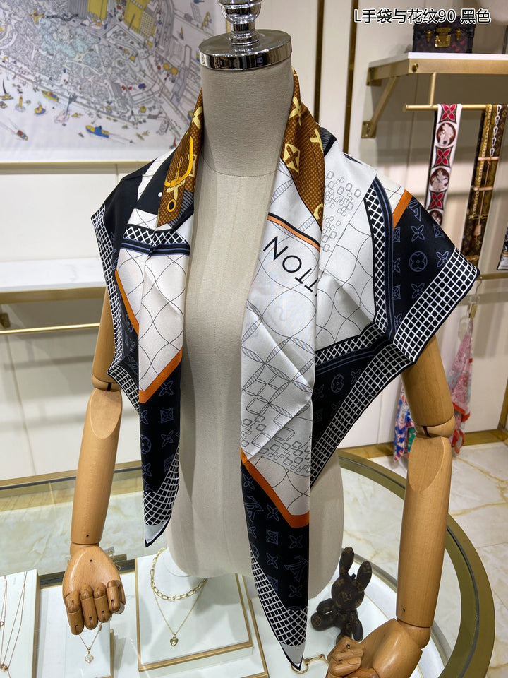 Fashion Old Flower Colorful Silk Scarf