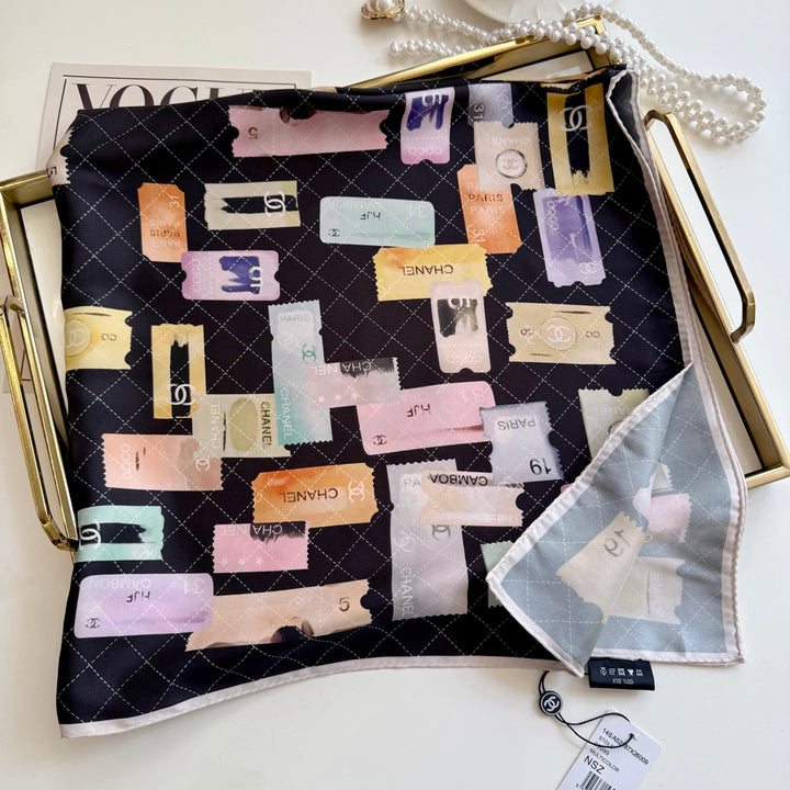 Elegant ticket stub printed silk shawl