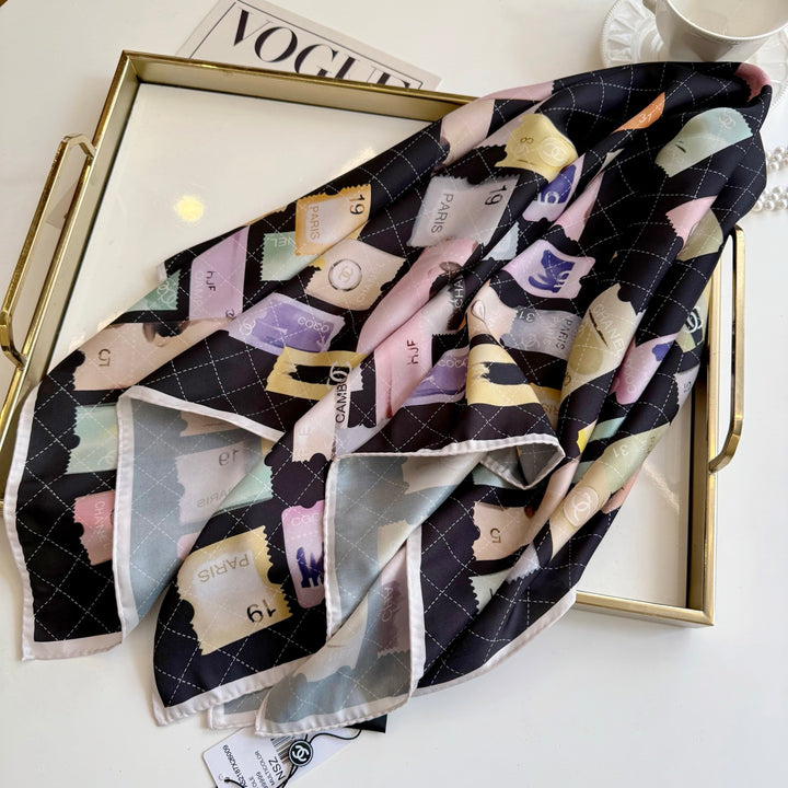 Elegant ticket stub printed silk shawl
