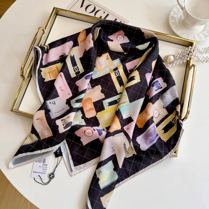 Elegant ticket stub printed silk shawl