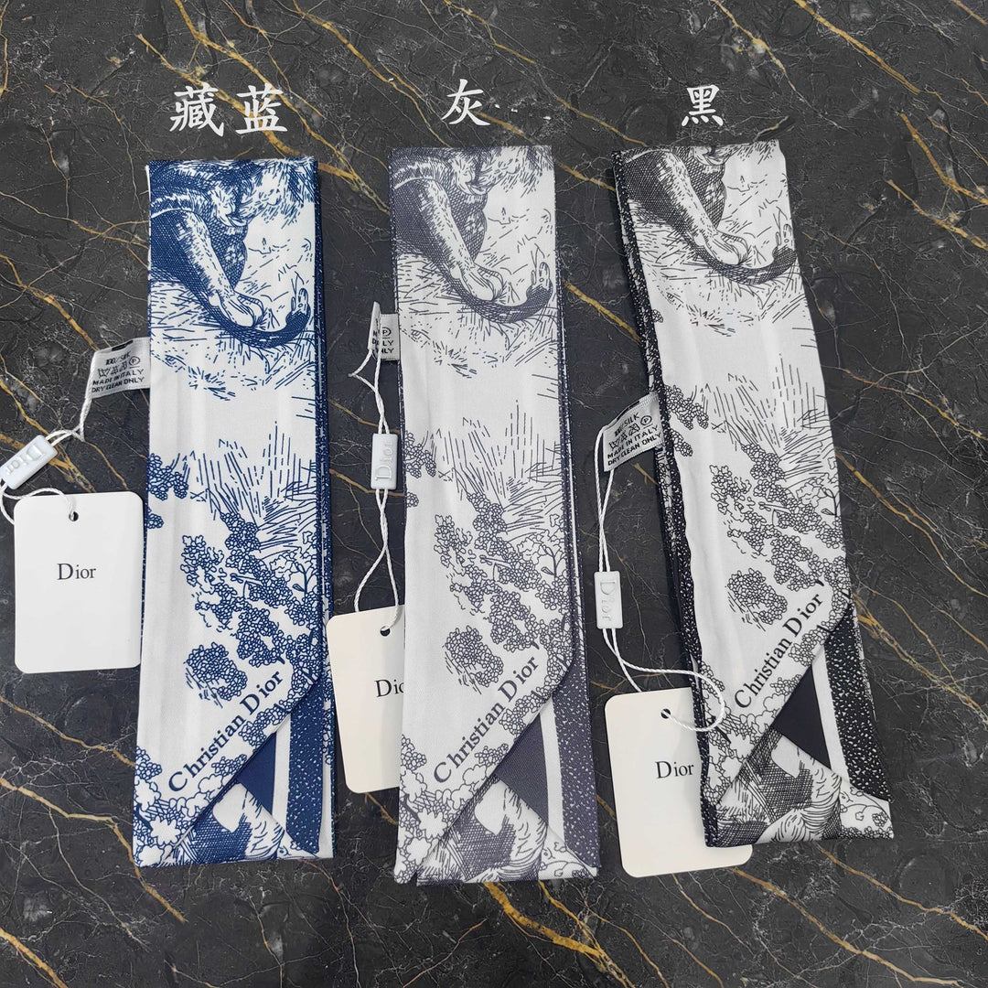 3 colors fashion sketch printing striped silk scarf