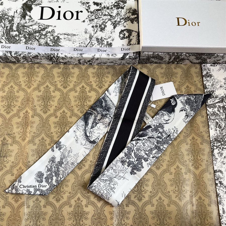 3 colors fashion sketch printing striped silk scarf