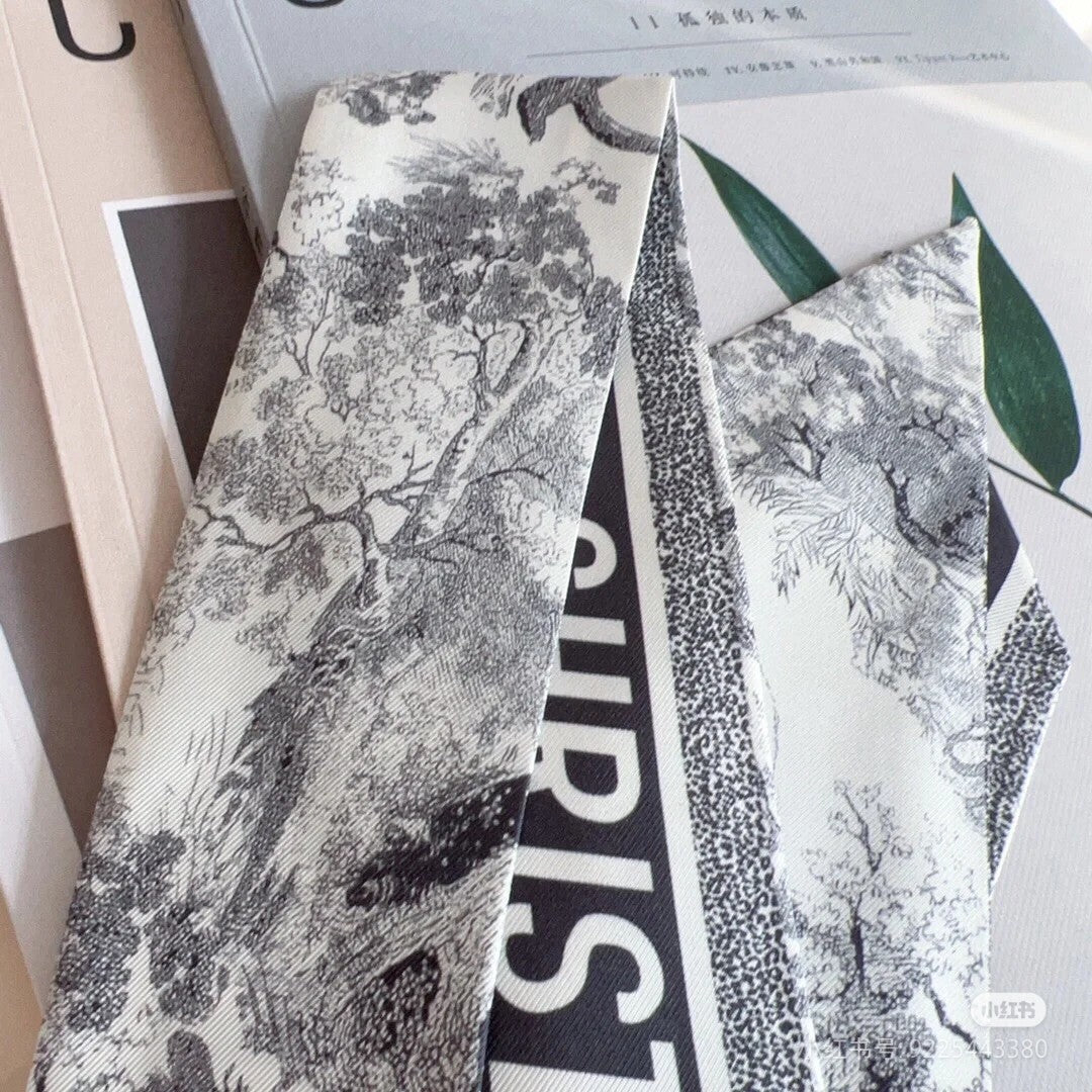 3 colors fashion sketch printing striped silk scarf