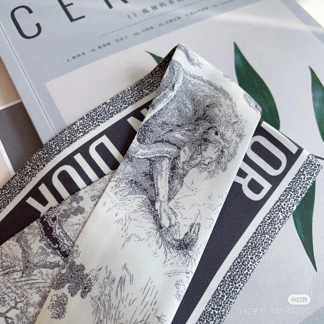 3 colors fashion sketch printing striped silk scarf