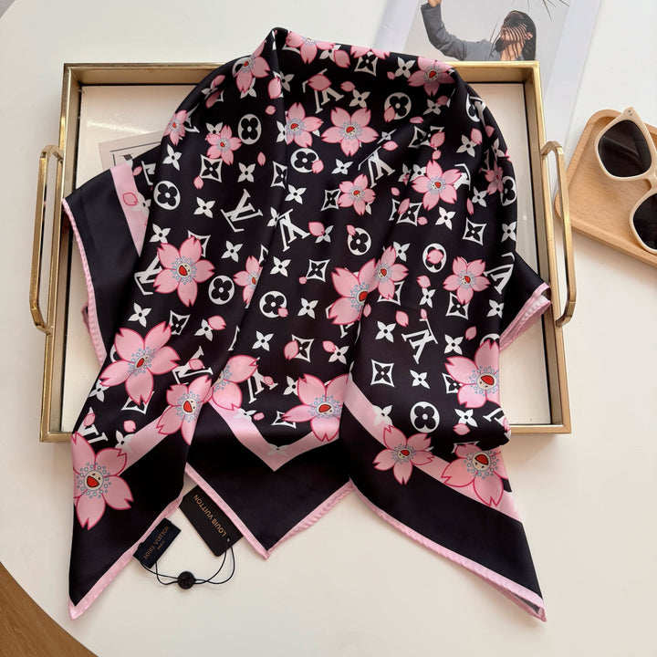 Cherry Blossom Old Flower Silk Scarf