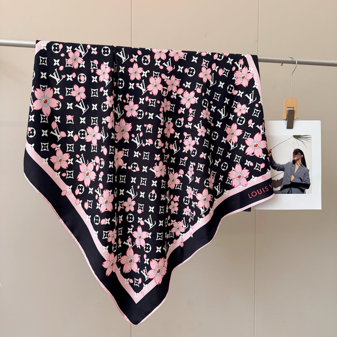 Cherry Blossom Old Flower Silk Scarf