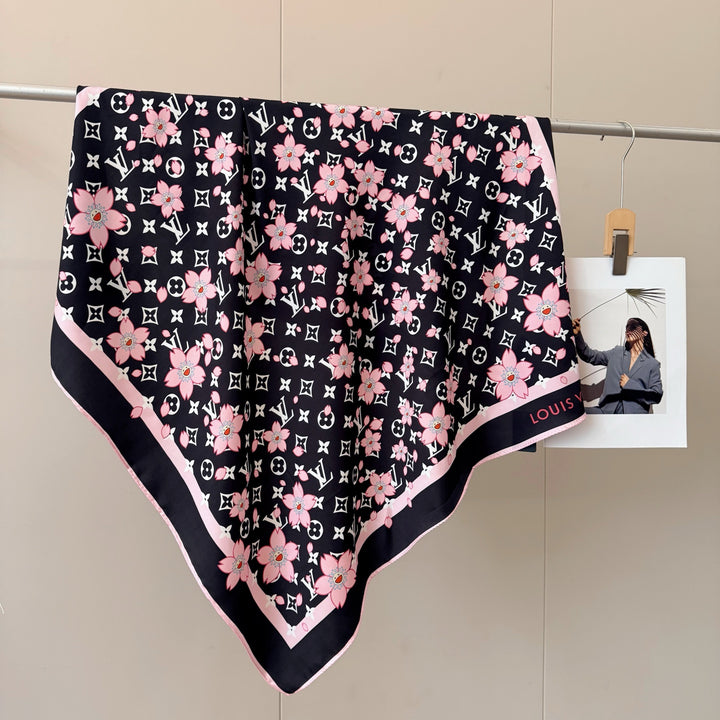 Cherry Blossom Old Flower Silk Scarf
