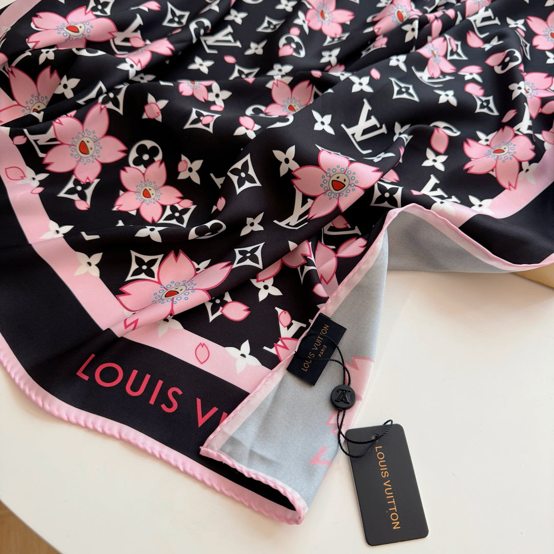 Cherry Blossom Old Flower Silk Scarf