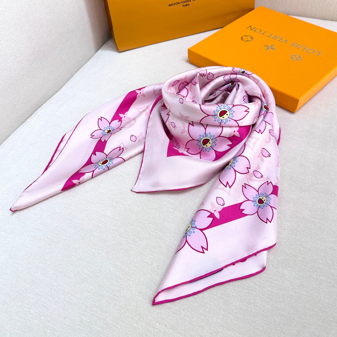 summer new flowers printed silk scarf