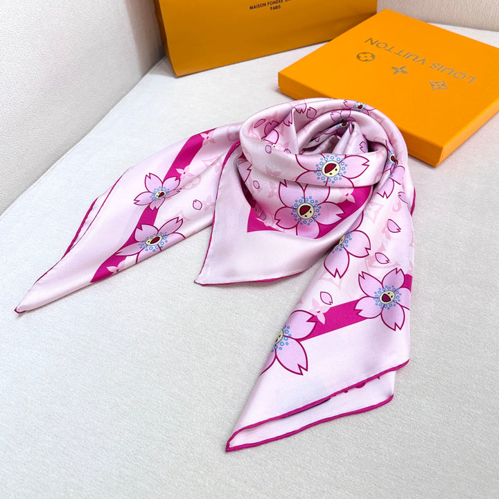 summer new flowers printed silk scarf