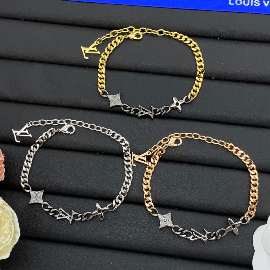 Clover two-tone patchwork bracelet
