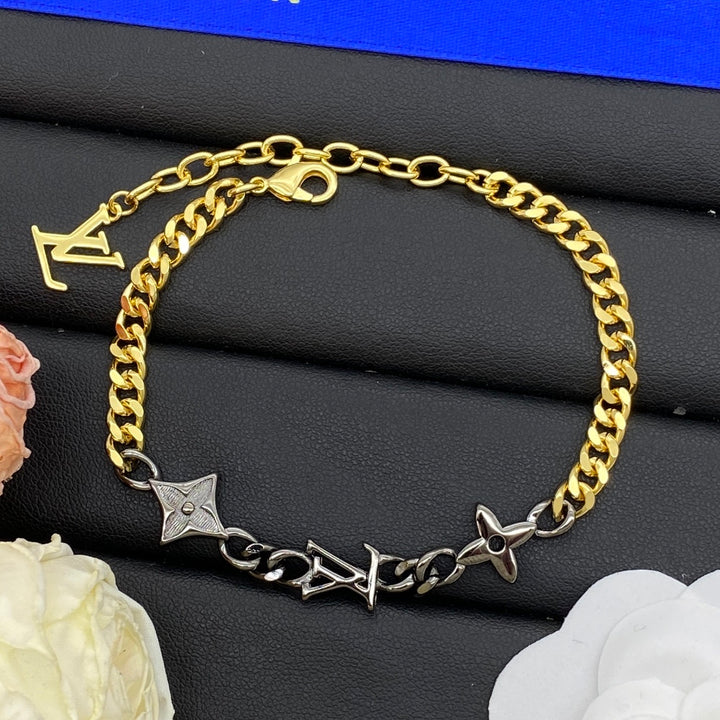 Clover two-tone patchwork bracelet