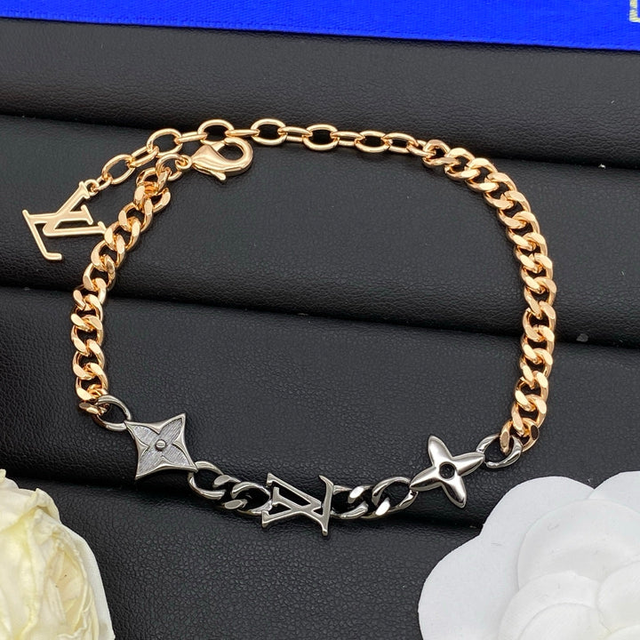 Clover two-tone patchwork bracelet