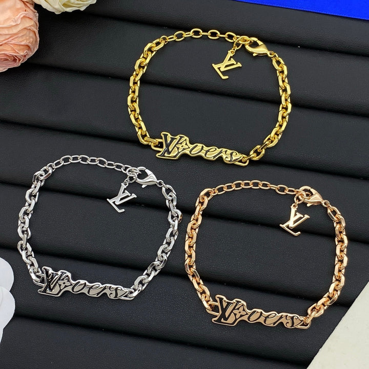 Fashion Alphabet Charm Chain Bracelet