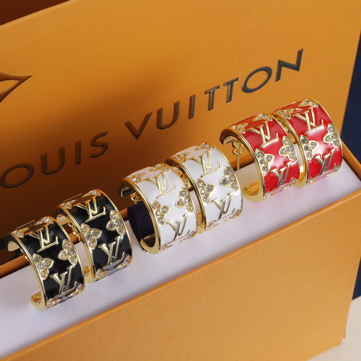 enamel and diamond hoop earrings