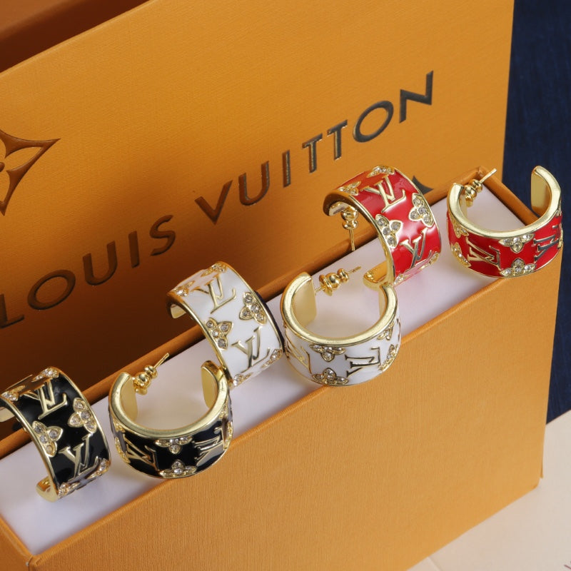 enamel and diamond hoop earrings