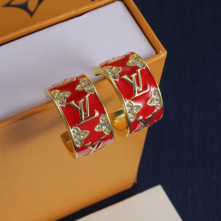 enamel and diamond hoop earrings