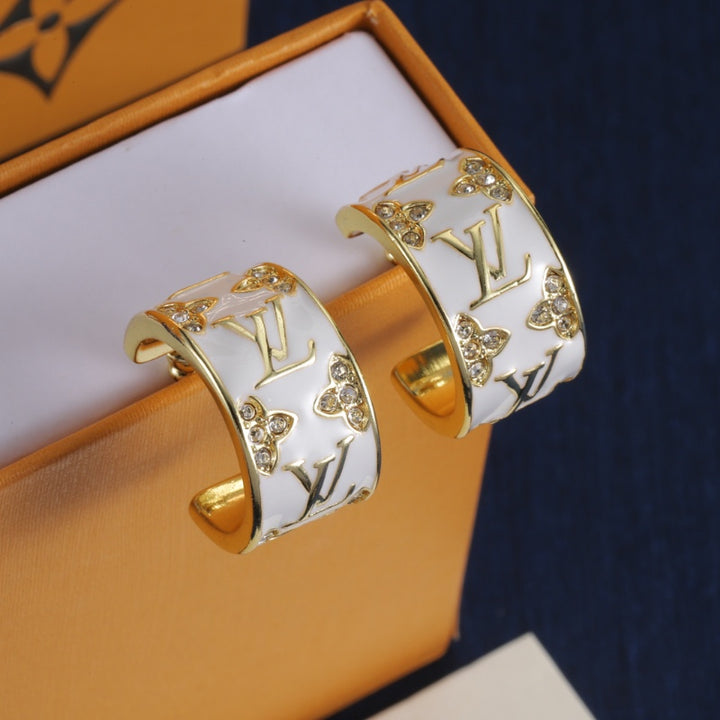 enamel and diamond hoop earrings