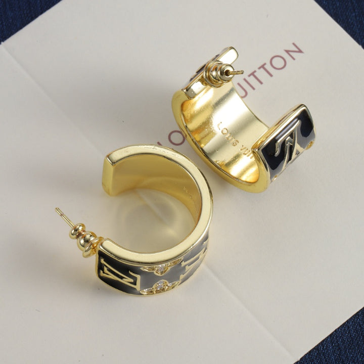 enamel and diamond hoop earrings