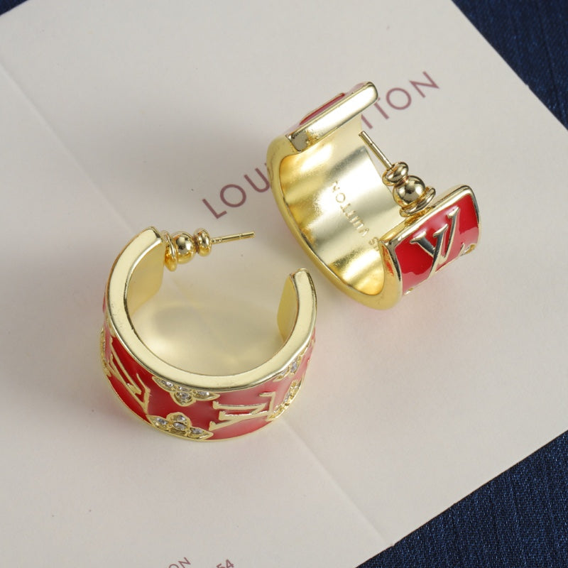 enamel and diamond hoop earrings