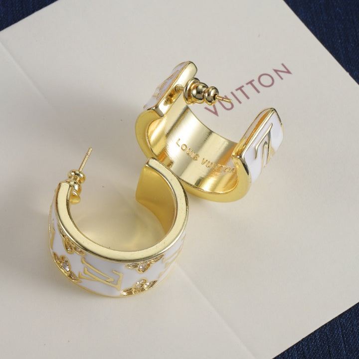 enamel and diamond hoop earrings