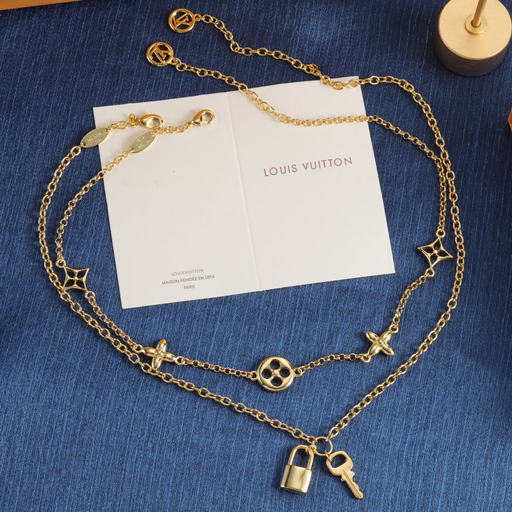 New Lock Key Pendant Multi Layers Necklace