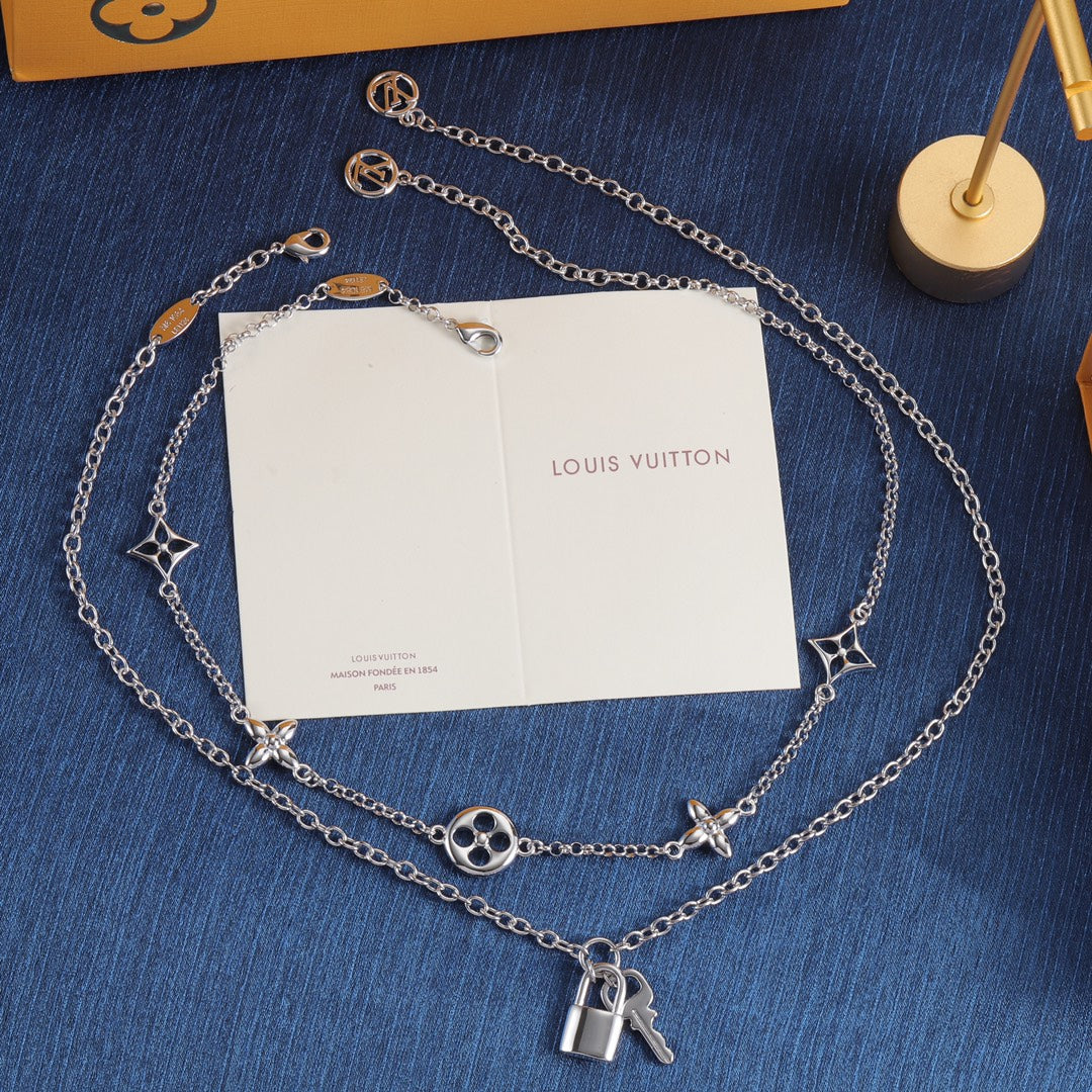 New Lock Key Pendant Multi Layers Necklace