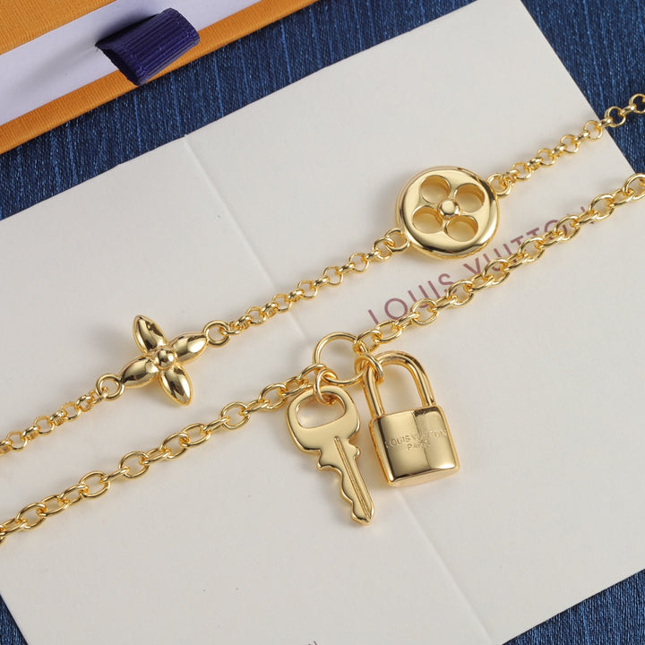 New Lock Key Pendant Multi Layers Necklace
