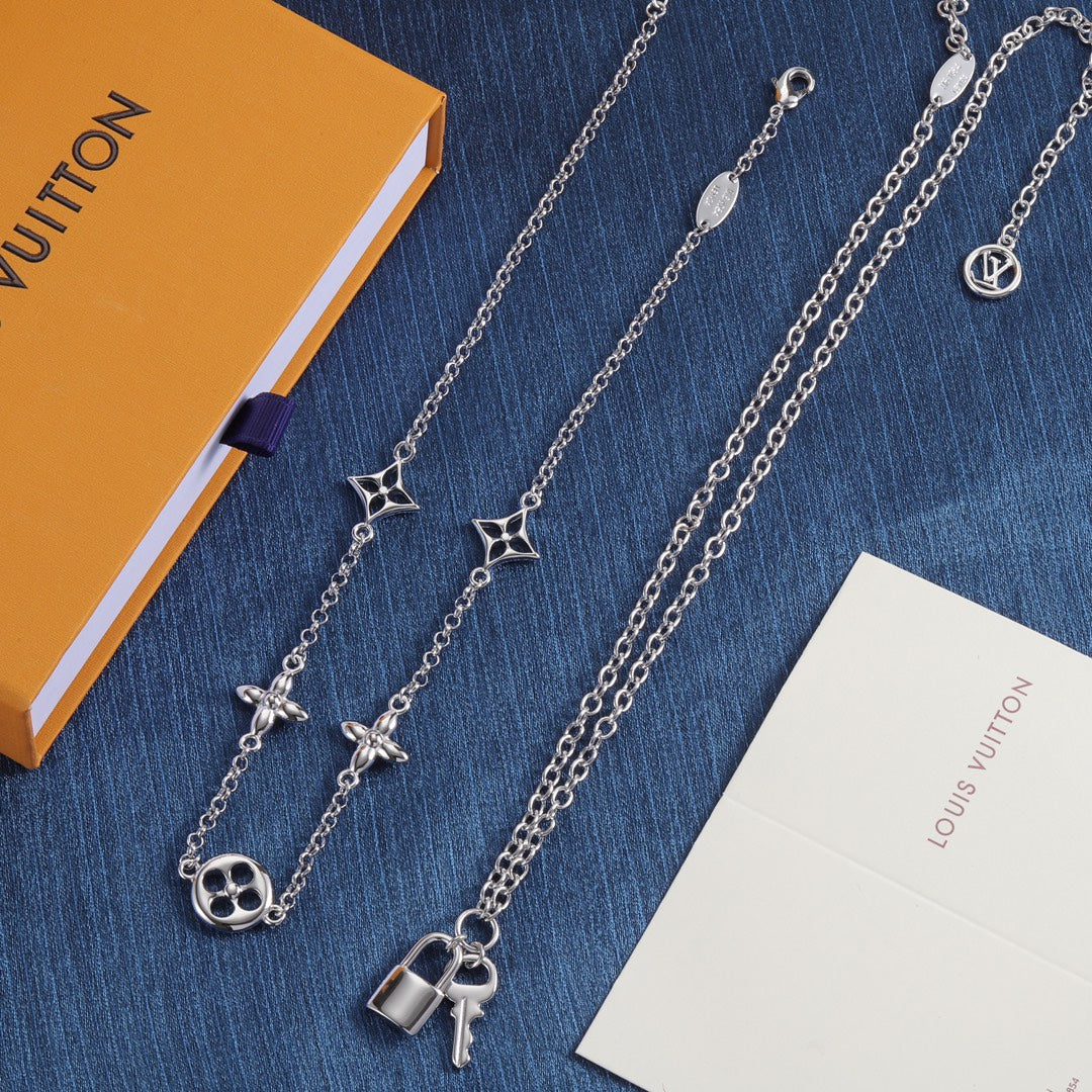 New Lock Key Pendant Multi Layers Necklace