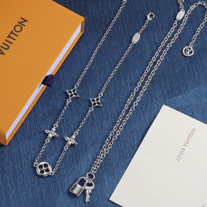 New Lock Key Pendant Multi Layers Necklace