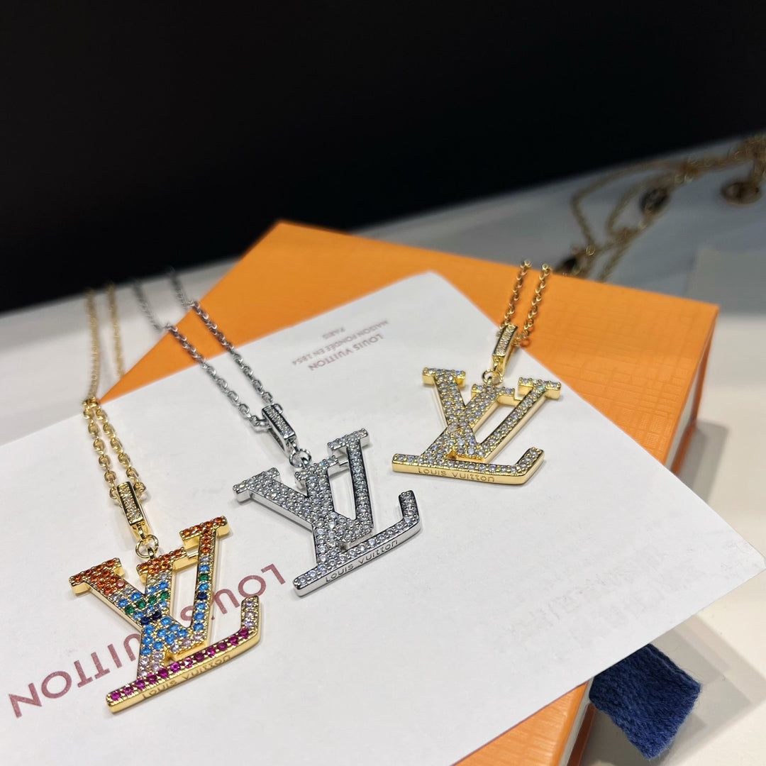 Charming Colorful Treasure Alphabet Pendant Necklace