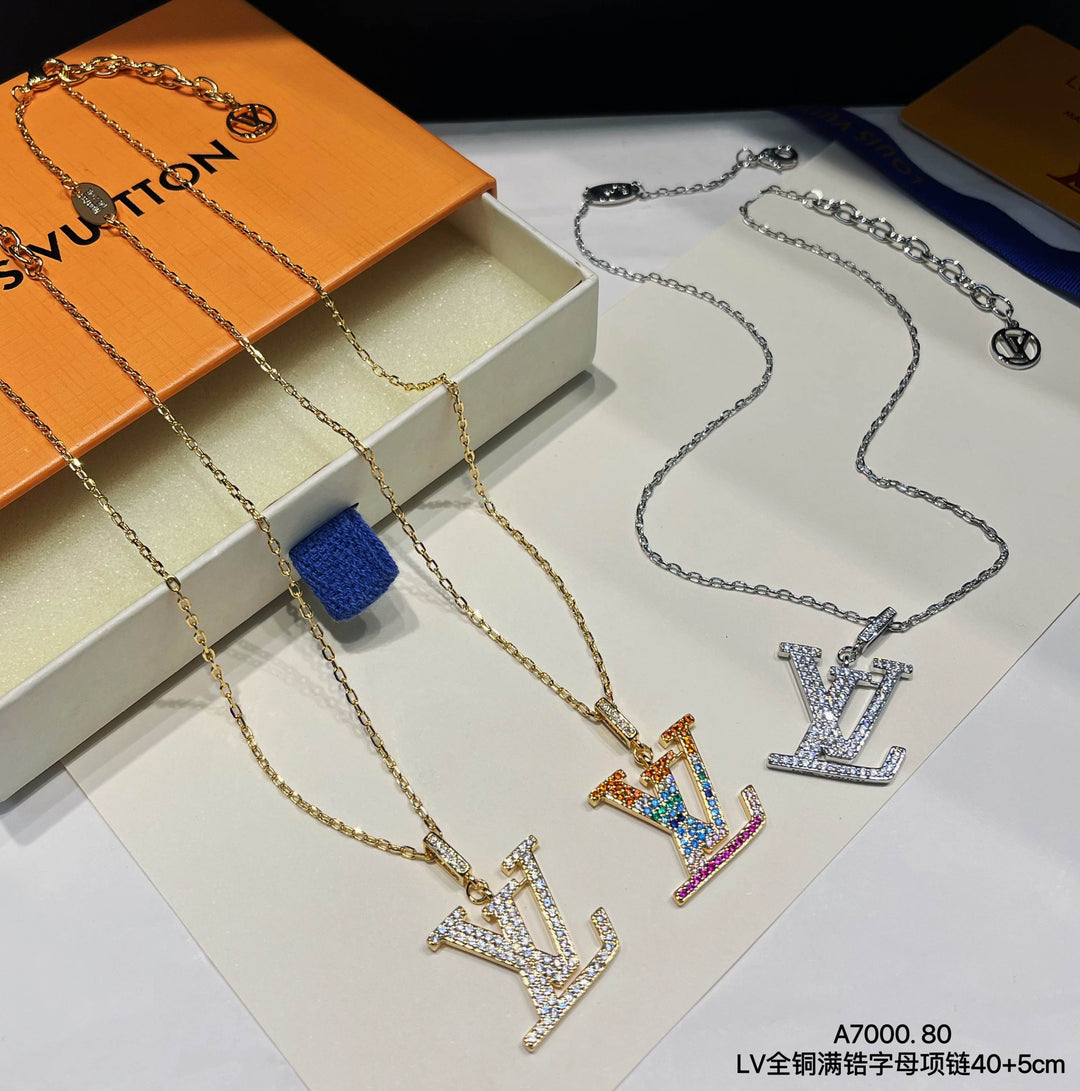 Charming Colorful Treasure Alphabet Pendant Necklace