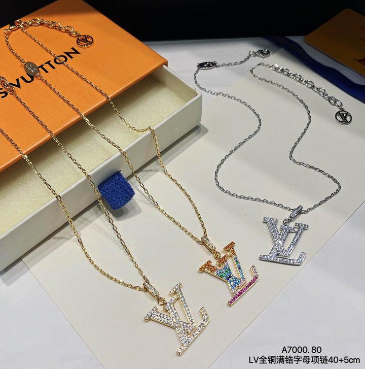 Charming Colorful Treasure Alphabet Pendant Necklace