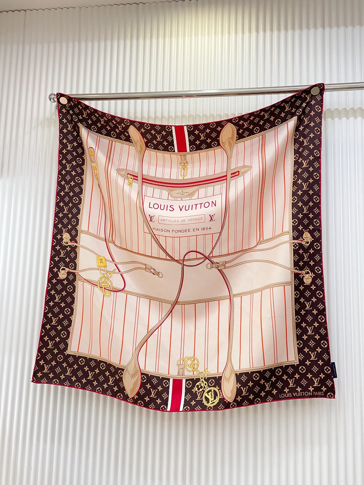 Two-color old flower striped silk scarf