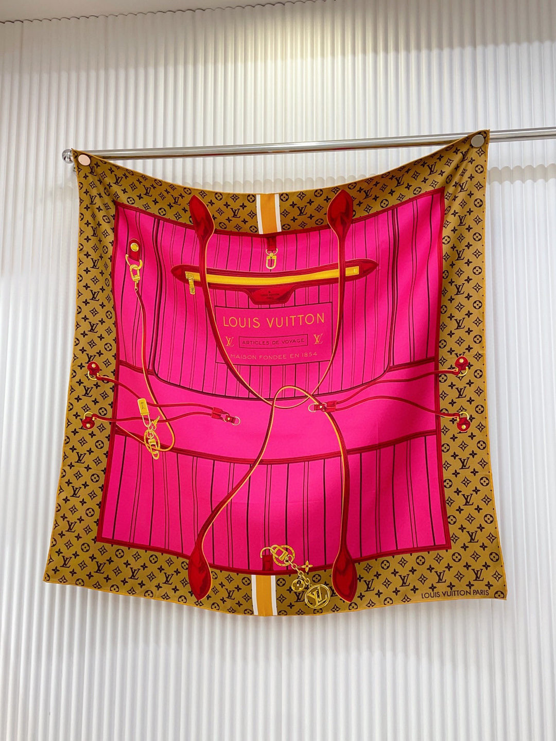 Two-color old flower striped silk scarf