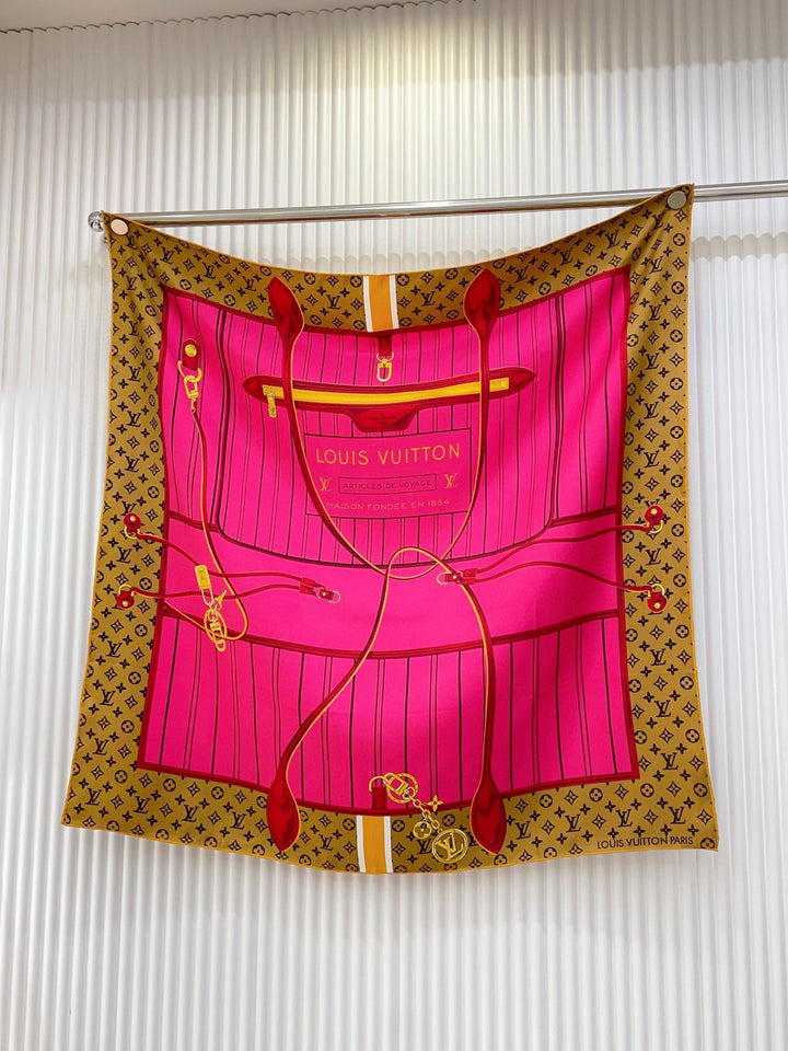 Two-color old flower striped silk scarf
