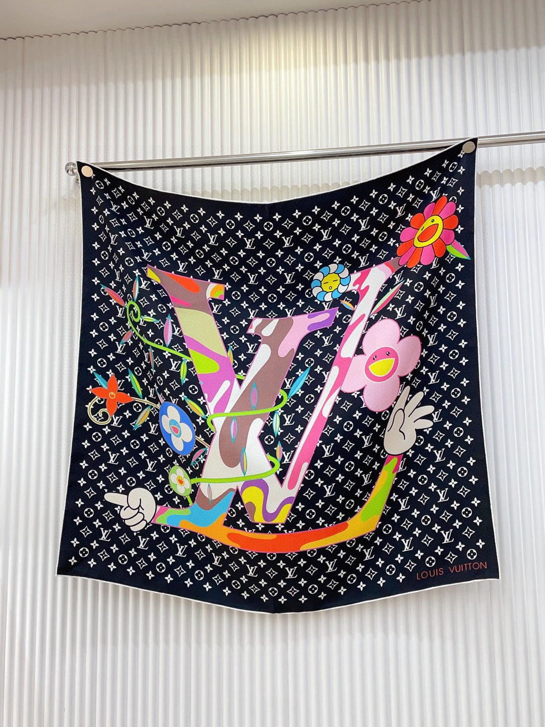 Double color logo printed silk scarf