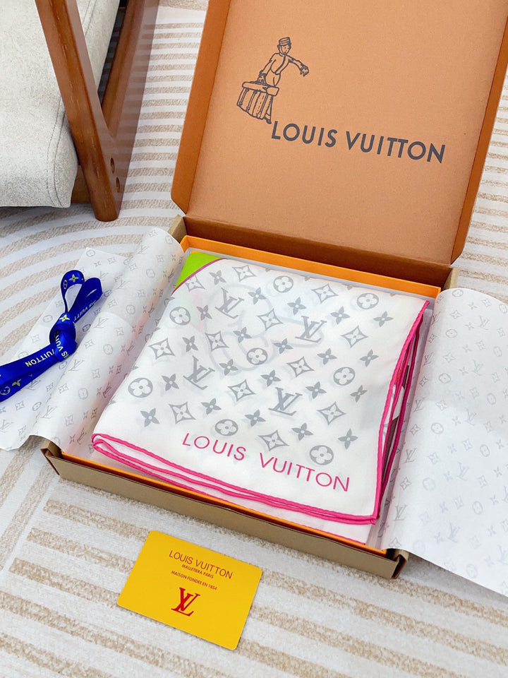 Double color logo printed silk scarf