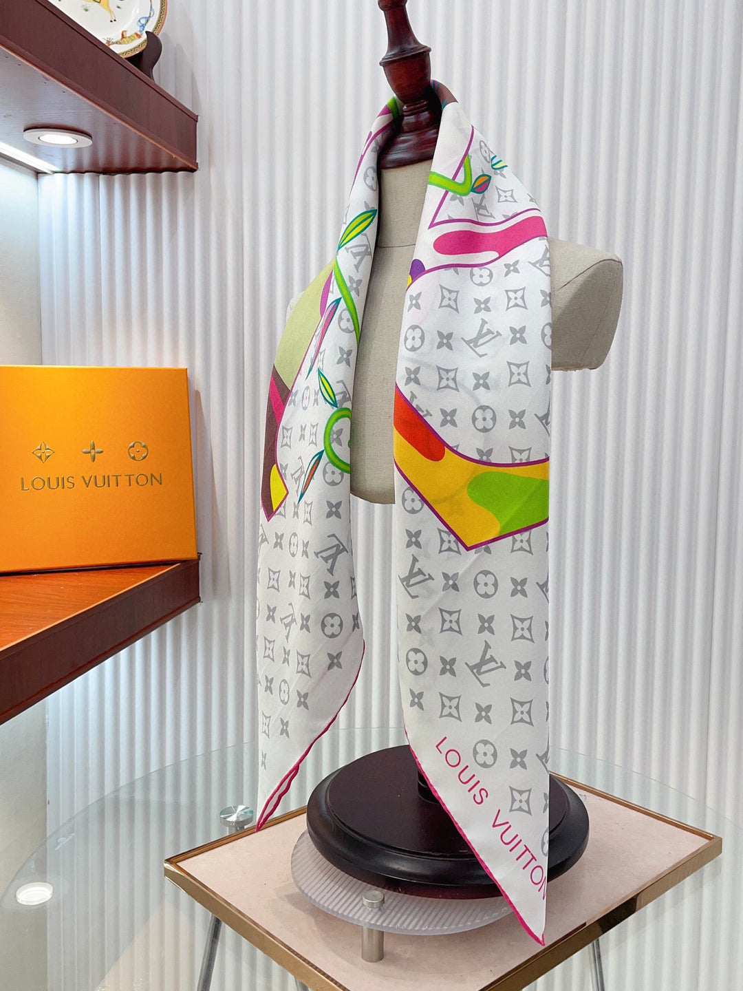 Double color logo printed silk scarf