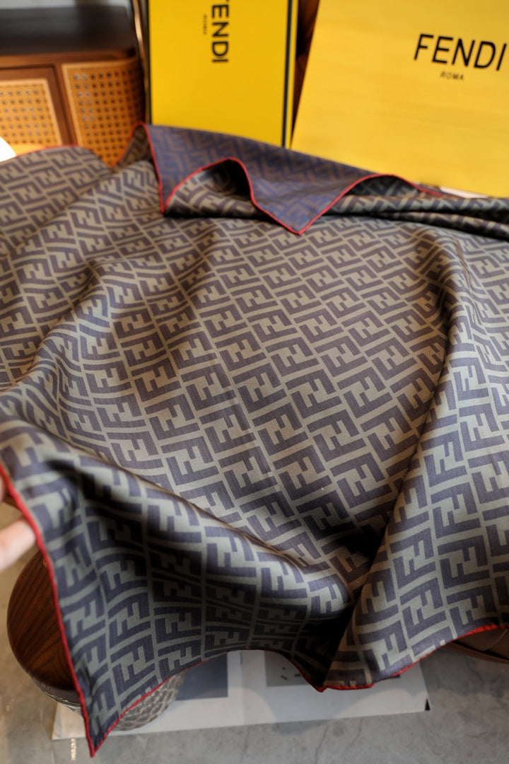 Classic double F printed pattern silk scarf
