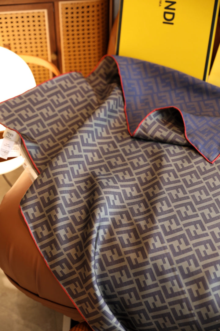 Classic double F printed pattern silk scarf